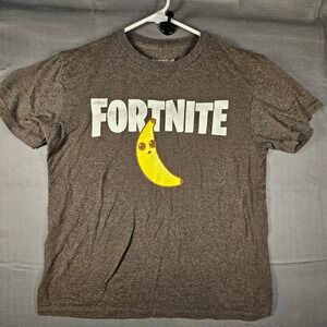 Fortnite Peely Banana Graphic T-Shirt Heather Charcoal Gray Mens Size 14/16